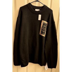 Topman Men's Paisley Embroidered Sweater 2XL Black NWT‎